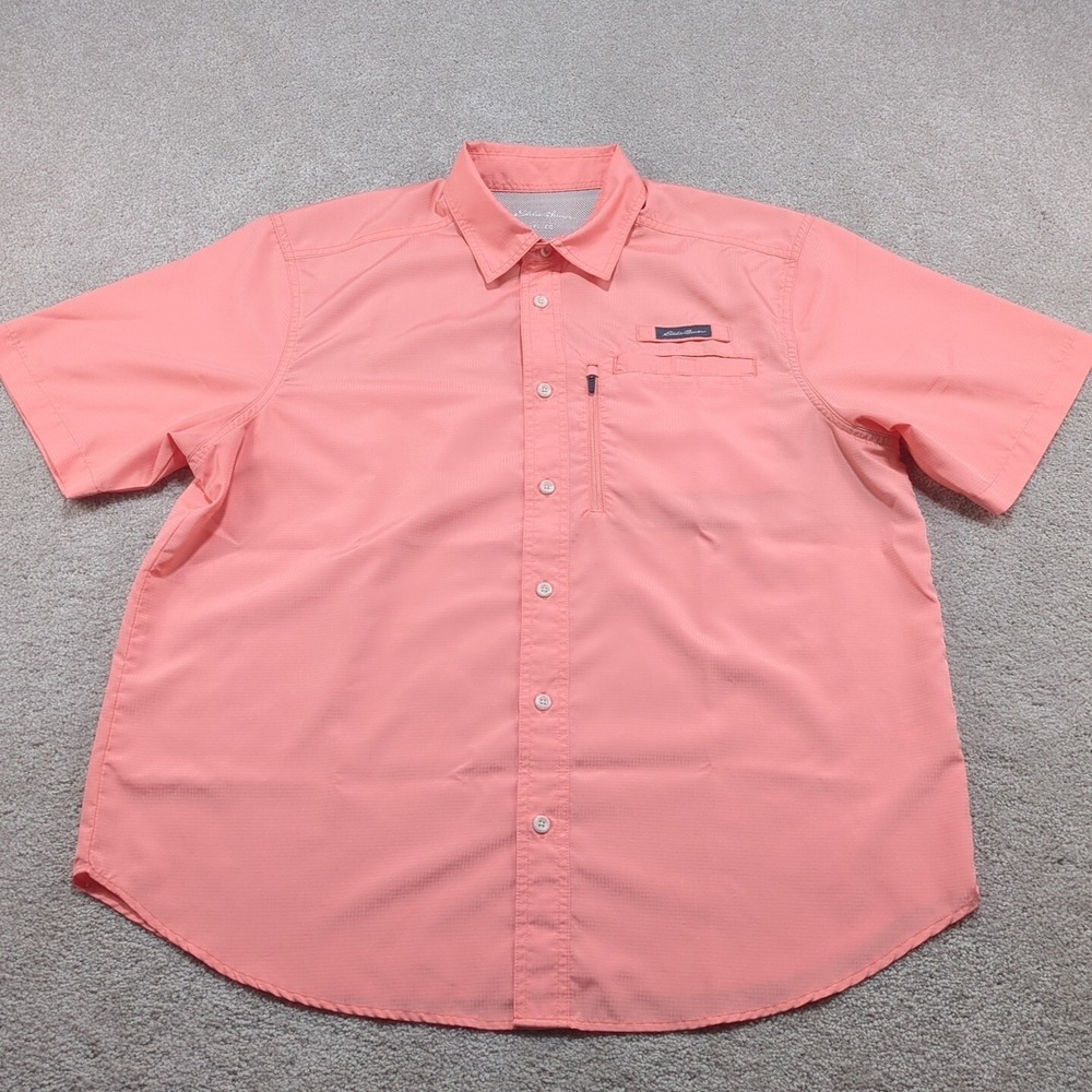 Eddie Bauer Vented Shirt Mens XL Peach Fishing Camping Outdoors Sun Shirt
